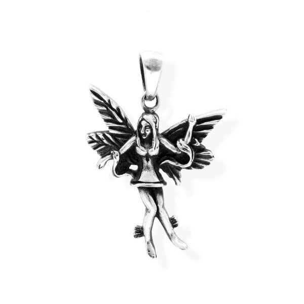 viTalisman Unisex Amulett Kettenanhänger himmlisch Elfe aus 925 Sterling Silber geschwärzt 37004