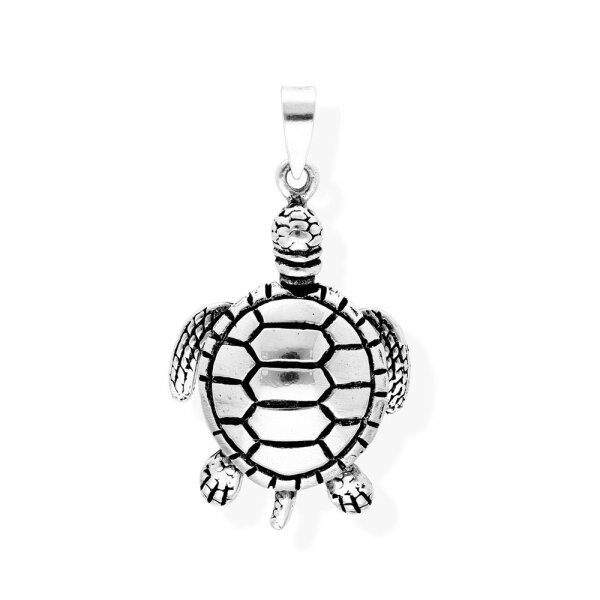 viTalisman Unisex Amulett Kettenanhänger animalisch Schildkröte aus 925 Sterling Silber geschwärzt 37013