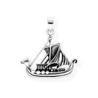viTalisman Unisex Amulett Kettenanh&auml;nger keltisch Wikingerschiff aus 925 Sterling Silber geschw&auml;rzt 37024