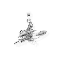 viTalisman Unisex Amulett Kettenanh&auml;nger magisch fliegende Hexe aus 925 Sterling Silber geschw&auml;rzt 37025
