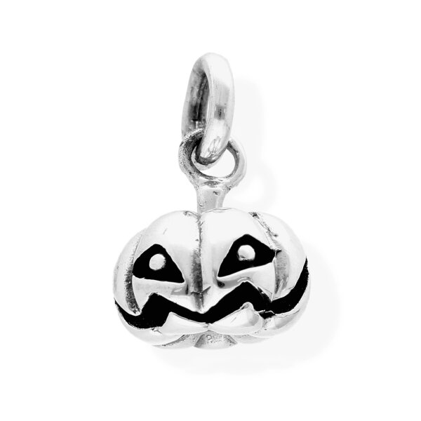 viTalisman Unisex Amulett Kettenanhänger außergewöhnlich Halloweenkürbis aus 925 Sterling Silber geschwärzt 37045