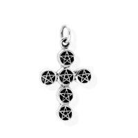 viTalisman Unisex Amulett Kettenanh&auml;nger religi&ouml;s Pentagramm Kreuz aus 925 Sterling Silber geschw&auml;rzt 37057