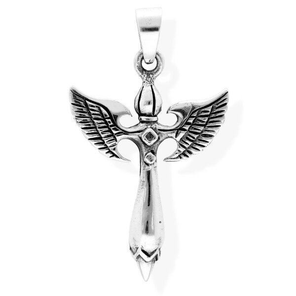 viTalisman Unisex Amulett Kettenanhänger magisch geflügeltes Schwert aus 925 Sterling Silber geschwärzt 37064