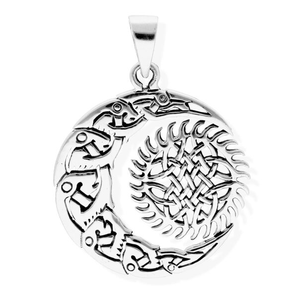 viTalisman Unisex Amulett Kettenanhänger keltisch Sonne Mond aus 925 Sterling Silber geschwärzt 36031