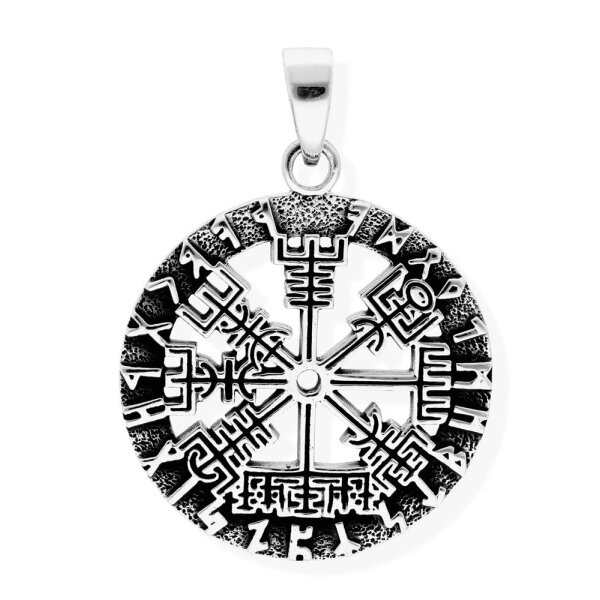 viTalisman Unisex Amulett Kettenanhänger keltisch Vegvisir aus 925 Sterling Silber geschwärzt 36034