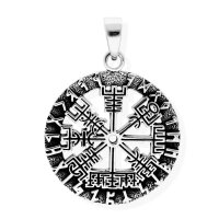 viTalisman Unisex Amulett Kettenanh&auml;nger keltisch Vegvisir aus 925 Sterling Silber geschw&auml;rzt 36034