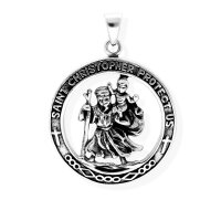 viTalisman Unisex Amulett Kettenanh&auml;nger christlich Christophorus aus 925 Sterling Silber geschw&auml;rzt 36043