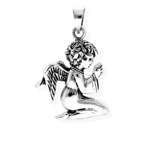 viTalisman Unisex Amulett Kettenanhänger himmlisch Engel aus 925 Sterling Silber geschwärzt 36044