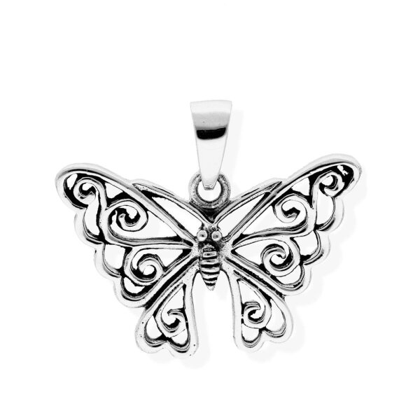 viTalisman Unisex Amulett Kettenanhänger symbolisch Schmetterling aus 925 Sterling Silber geschwärzt 36047