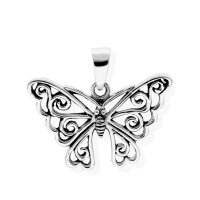 viTalisman Unisex Amulett Kettenanh&auml;nger symbolisch Schmetterling aus 925 Sterling Silber geschw&auml;rzt 36047