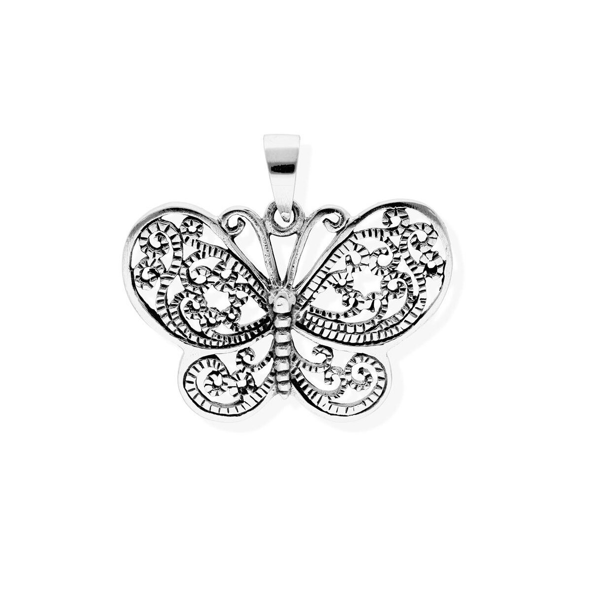 viTalisman Unisex Amulett Kettenanhänger symbolisch Schmetterling aus 925  Sterling Silber geschwärzt 36059