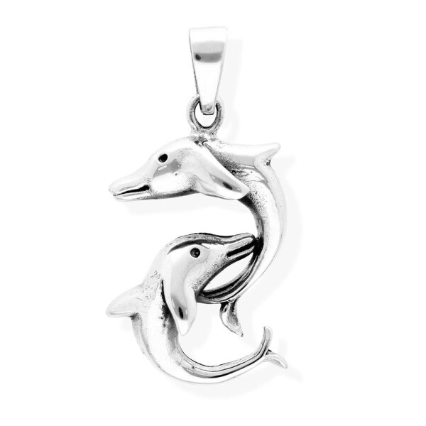 viTalisman Unisex Amulett Kettenanhänger maritim Delphin aus 925 Sterling Silber geschwärzt 36073