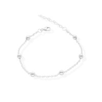 925 Silber Armkette Perlen Charm Damen-Armband...