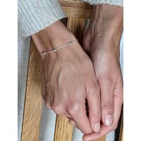 925 Silber Armkette Perlen Charm Damen-Armband Armkettchen ak15