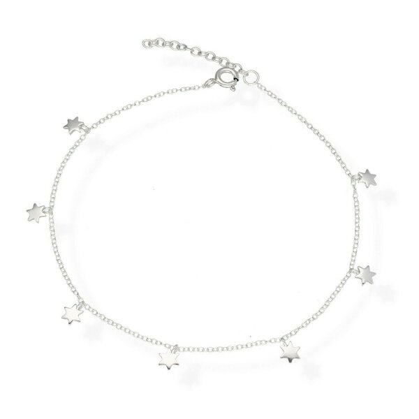 925 Silber Fußkette Sterne Charm Damen Fußband Fußkettchen Fk10