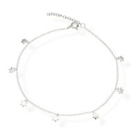 925 Silber Fu&szlig;kette Sterne Charm Damen Fu&szlig;band Fu&szlig;kettchen Fk10