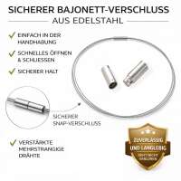 Edelstahl Halsreif Omega Kette &ndash; Bajonettverschluss &ndash; Silber oder Schwarz &ndash; Verschiedene L&auml;ngen