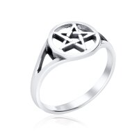 Pentagramm Pentakel Damenring 925 Sterling Silber Ring...