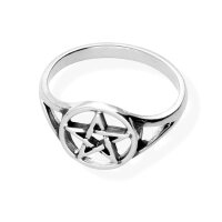 Pentagramm Pentakel Damenring 925 Sterling Silber Ring...