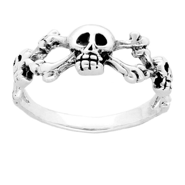 Totenkopf Jolly Roger 925 Silberring,Motivring Bikerring scull msr36