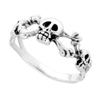 Totenkopf Jolly Roger 925 Silberring,Motivring Bikerring...