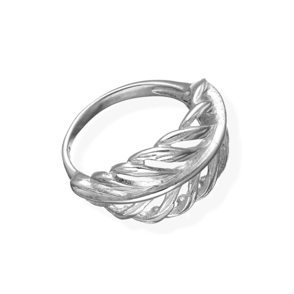 Damen Ring 925 Sterling Silber Feder Blatt vereist sr-10