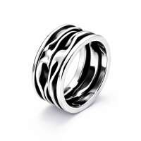 Damenring 925 Sterling Silber oxidiert – Falten...