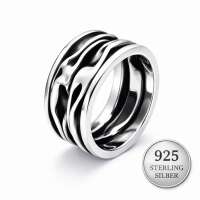 Damenring 925 Sterling Silber oxidiert – Falten...