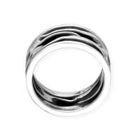 Damenring 925 Sterling Silber oxidiert &ndash; Falten Design dunkel, breiter Silberring modern