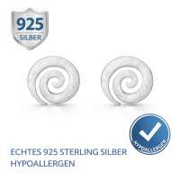 Damen Ohrstecker Spirale 925 Sterling Silber geb&uuml;rstet &ndash; Silber Ohrringe minimalistisch, handgefertigt