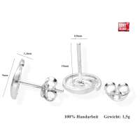 Damen Ohrstecker Spirale 925 Sterling Silber geb&uuml;rstet &ndash; Silber Ohrringe minimalistisch, handgefertigt