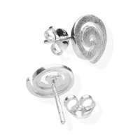 Damen Ohrstecker Spirale 925 Sterling Silber geb&uuml;rstet &ndash; Silber Ohrringe minimalistisch, handgefertigt