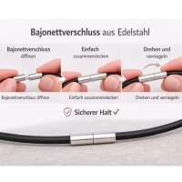 Kautschukkette mit Edelstahl Bajonettverschluss &ndash; Kautschuk Halsband f&uuml;r Anh&auml;nger Damen &amp; Herren