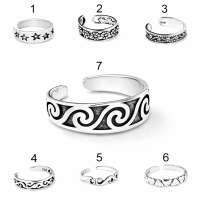 Zehenring 925 Sterling Silber verstellbar Damen &ndash; offener Fu&szlig;ring gr&ouml;&szlig;enverstellbar anti allergen 7 Designs