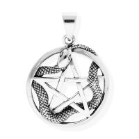 viTalisman Unisex Amulett Kettenanh&auml;nger symbolisch Schlange Pentagramm aus 925 Sterling Silber geschw&auml;rzt 36015