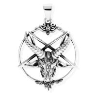viTalisman Unisex Amulett Kettenanh&auml;nger symbolisch Pentagramm Baphomet aus 925 Sterling Silber geschw&auml;rzt 36020