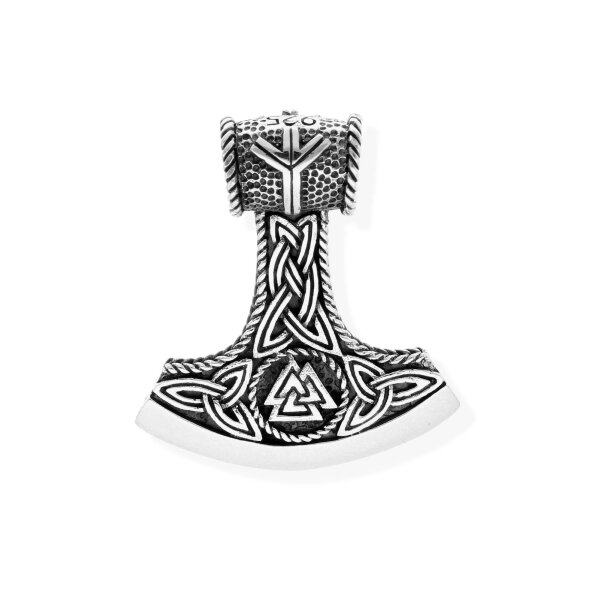 viTalisman Unisex Amulett Kettenanhänger keltisch Mjölnir - Thors Hammer aus 925 Sterling Silber geschwärzt 36022