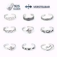 Zehenring Damen 925 Sterling Silber &ndash; verstellbarer Fu&szlig;ring | verschiedene Designs zur Auswahl | Toe Ring