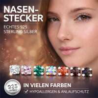 925 Silber Nasenstecker mit Zirkonia rund &ndash; filigraner Damen Nasenschmuck elegant &amp; funkelnd