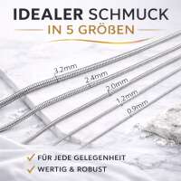 Schlangenkette Edelstahl 316L mit Karabinerverschluss &ndash; unisex Halskette