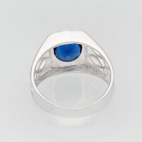 Siegelring Zirkonia facettiert blau oval Herren 925 Silber Ring viTalisman gjrz02