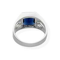 Siegelring Zirkonia facettiert blau eckig Herren 925 Silber Ring viTalisman gjrz04 62 ( &Oslash; 19,7mm )