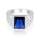 Siegelring Zirkonia facettiert blau eckig Herren 925 Silber Ring viTalisman gjrz04 62 ( Ø 19,7mm )
