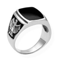 Siegelring Herren 925 Silber Ring schwarz onyx Adler...