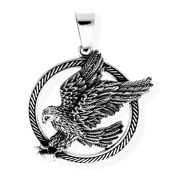 viTalisman Unisex Amulett Kette Anhänger animalisch Adler aus 925 Sterling Silber geschwärzt 36078