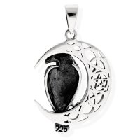 viTalisman Unisex Amulett Kette Anh&auml;nger keltisch Rabe Mond Pentagramm 925 Sterling Silber 36081