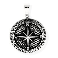 viTalisman Unisex Amulett Kette Anh&auml;nger symbolisch Kompass Lebensblume 925 Sterling Silber geschw&auml;rzt 36083