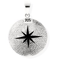 viTalisman Unisex Amulett Kette Anh&auml;nger symbolisch Kompass Lebensblume 925 Sterling Silber geschw&auml;rzt 36083