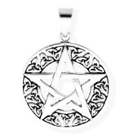 Amulett Kettenanh&auml;nger Kette Anh&auml;nger Pentakel Pentagramm 925 Sterling Silber geschw&auml;rzt 36086