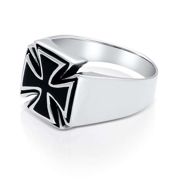 Eisernes Kreuz Ring Fingerring Templerkreuz Bikerring gothic 925 Sterling Silber Motivring  msr54 64 (20,4 mm Ø)